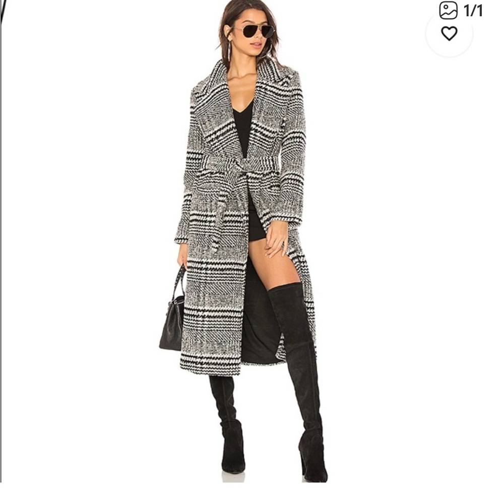 Lovers and Friends Black and White Houndstooth Coat